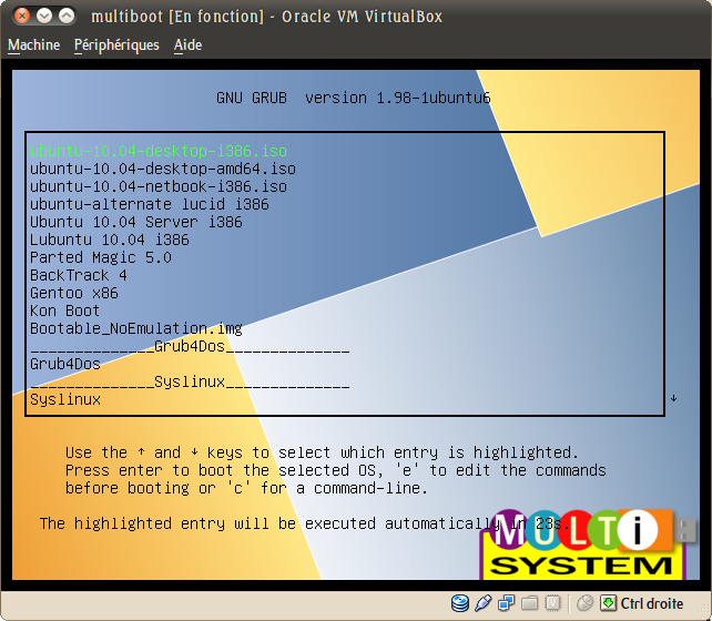 MultiBoot v3 : test dans VirtualBox (2)
